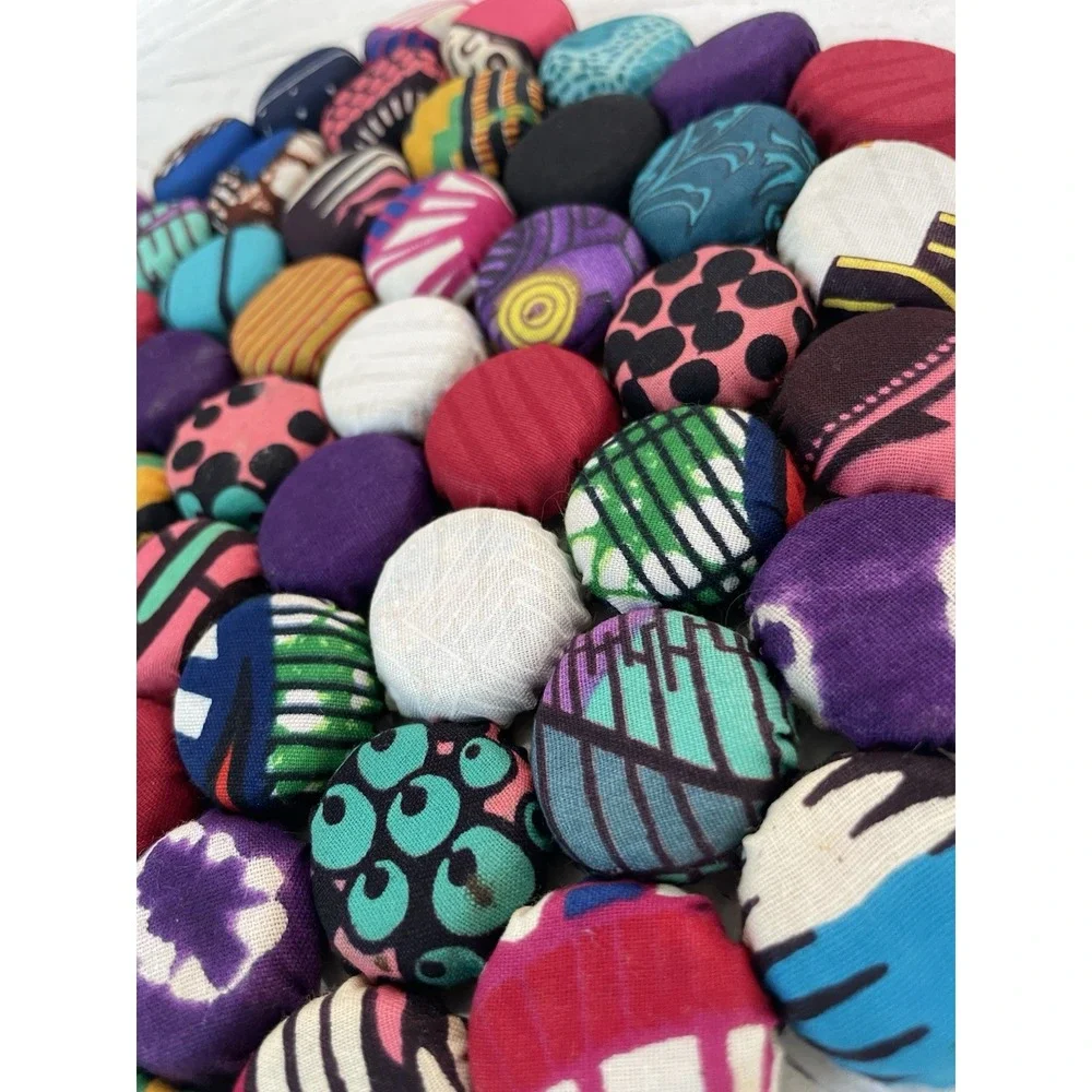 Vtg Handmade Soda Pop Top Bottle Cap‎ Cluster Trivet Yo Yo Fabric Rounds